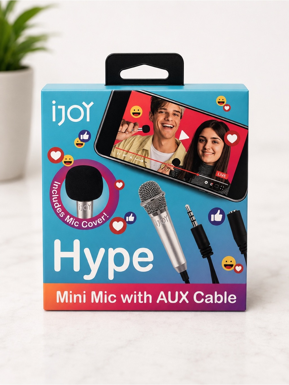 Hype Mini Mic with AUX Cable - Silver and Black